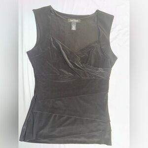 White House Black Market Size S Black Wrap-Look Tiered Top
